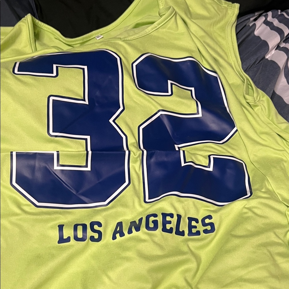 Neon Lime 'Los Angeles' Jersey with Bold Navy 32